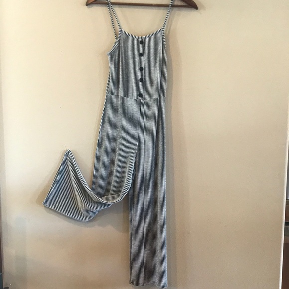 caution to the wind striped jumpsuit